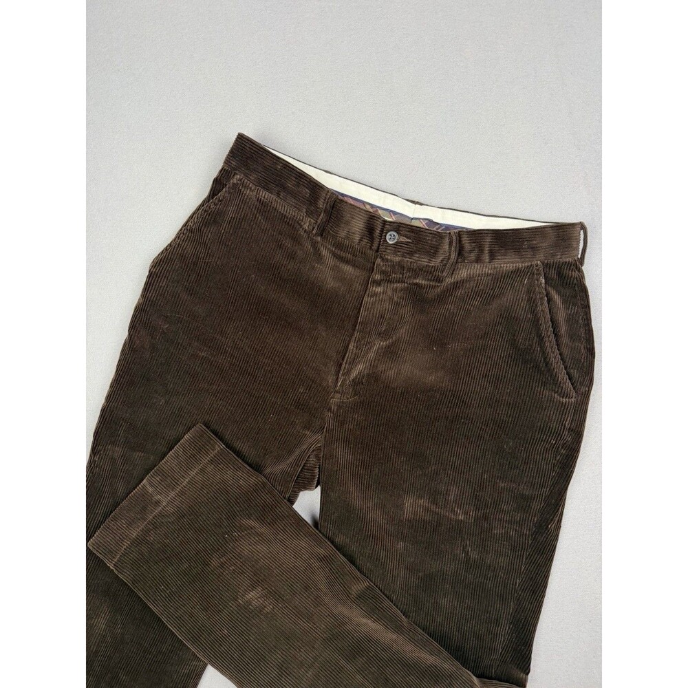 Vintage Polo Ralph Lauren Corduroy Pants Mens 34x32 Black Flat Front Comfort